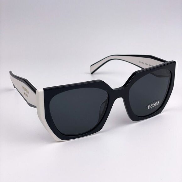 NEW Prada PR15WS 09Q5S0 Black White Dark Gray Square Women Sunglasses